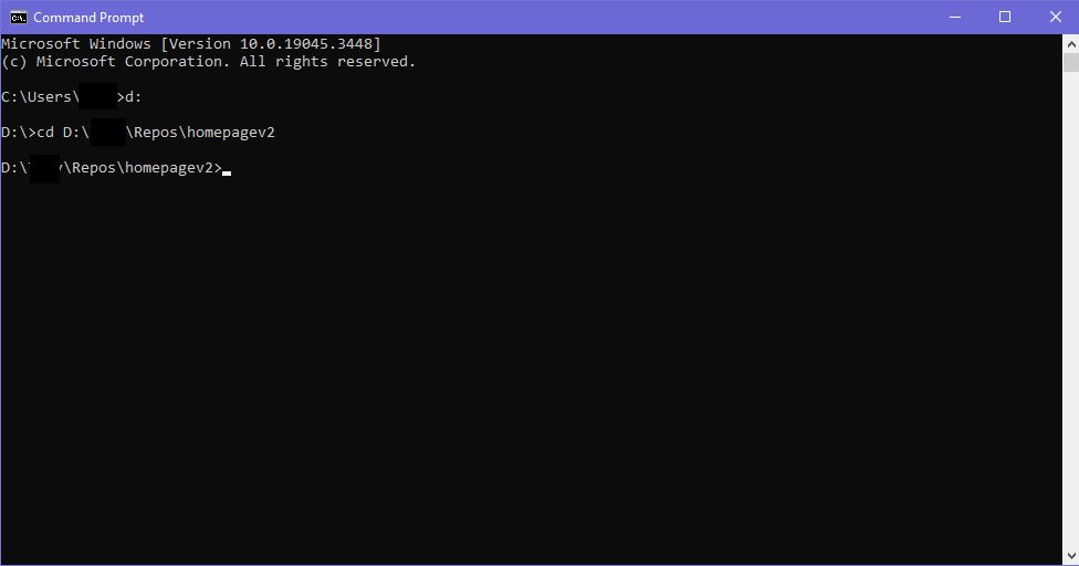 Windows Command Prompt using the cd command
