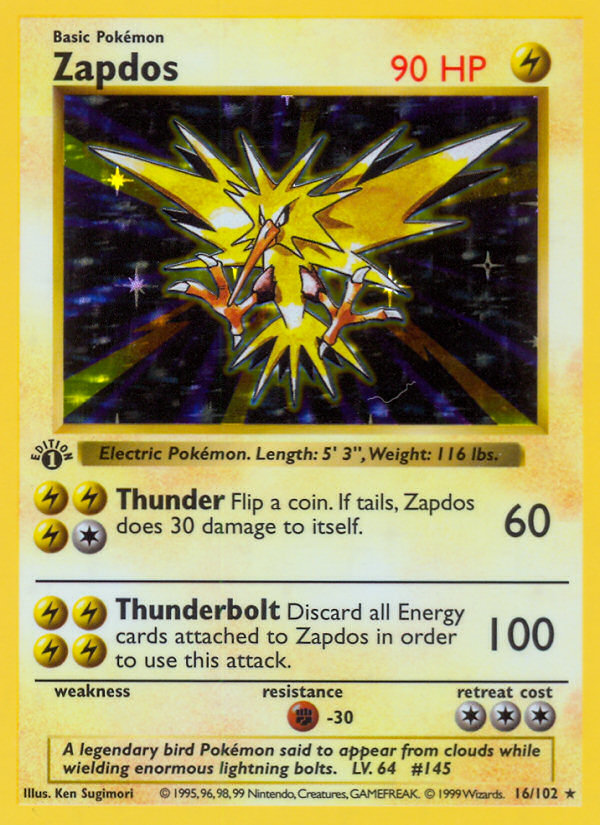 Zapdos pokemon card